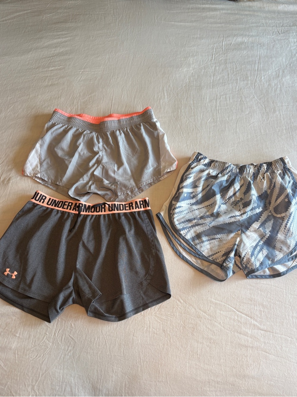 Nike & Under Armor Women's Gray Athletic Running Shorts (Bundle of 3)